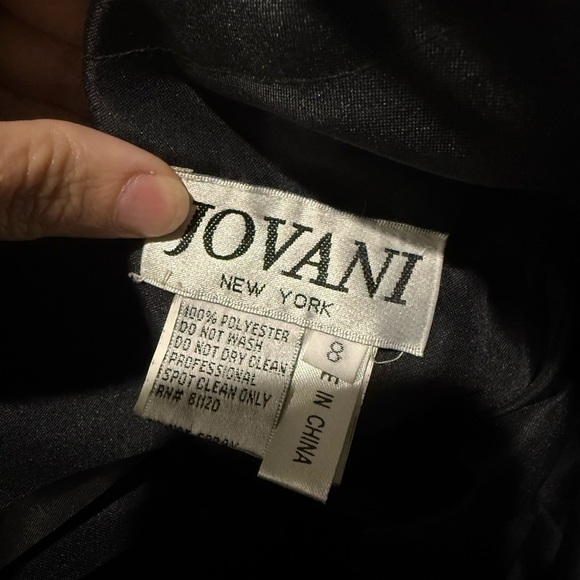 Jovani Black Corset Gown sz 8 Strapless Rose Embroidery Goth Coquette Prom Dress - Picture 8 of 8